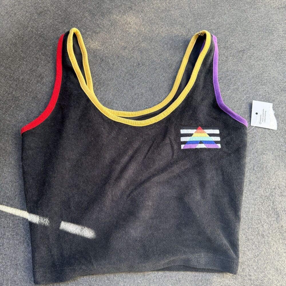 pride tank top black teddy xs small red purple rainbow pyramind textured 005